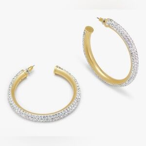 NWOT Kate Spade gold and white rhinestone hoop earrings